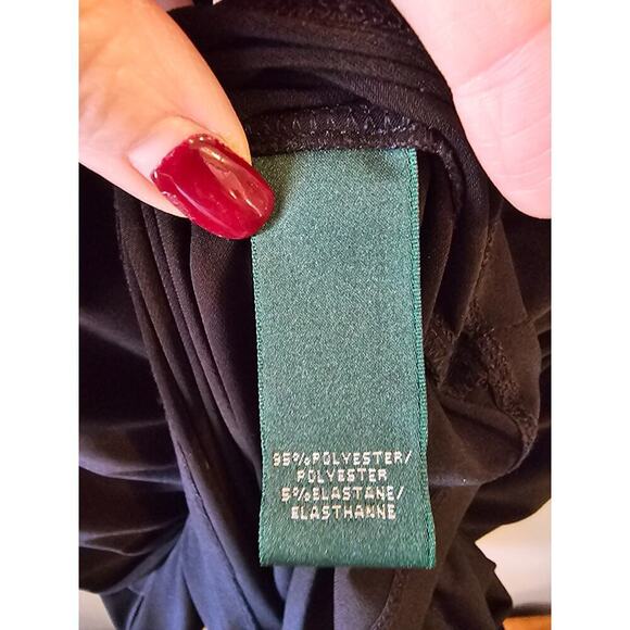 Lauren Ralph Lauren colorblock rouched waist sheath dress sz 10 cream black - Picture 4 of 5